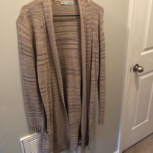 Tan long duster cardigan Maurices
